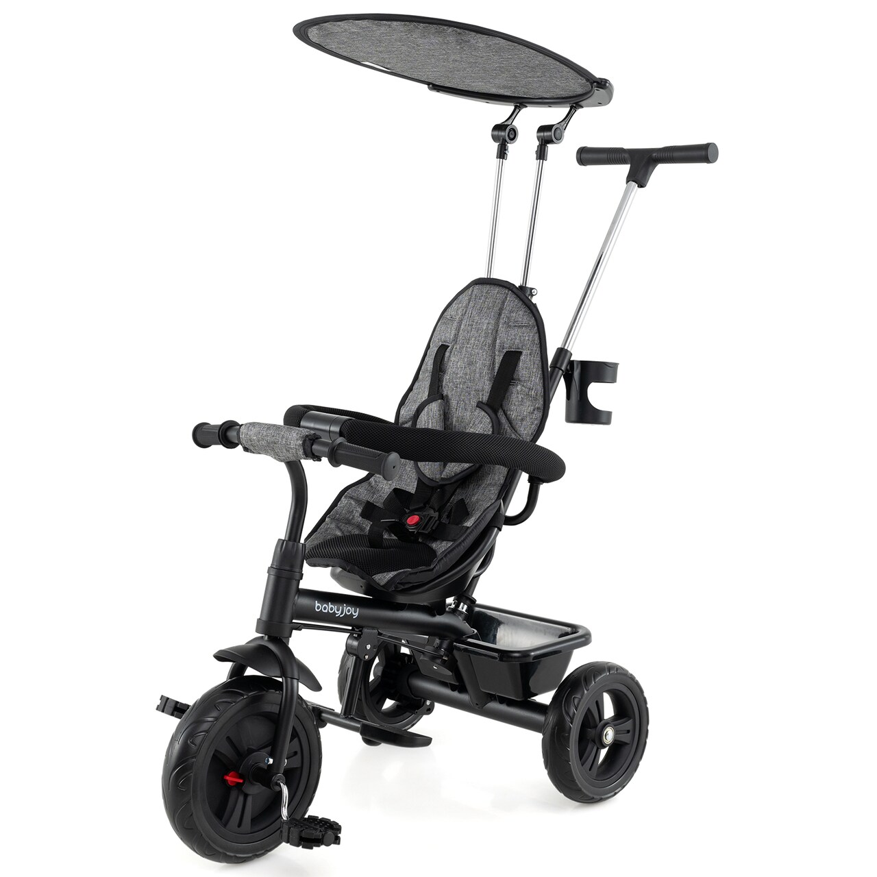 Oxford 7-in-1 Kids Stroller Tricycle with Adjustable Handle and Canopy